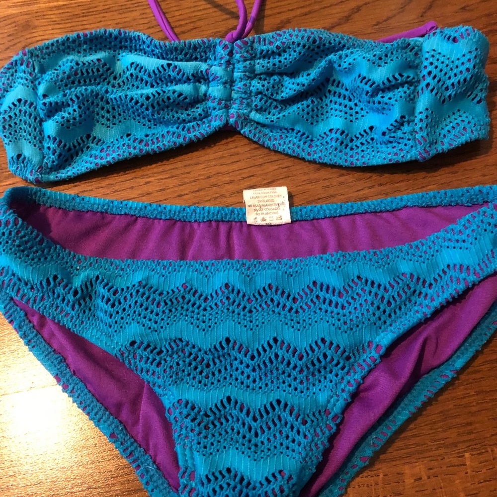 OP bathing suit bikini blue lace purple small